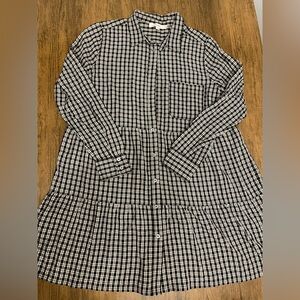 LOFT Checkered Shirt Dress
